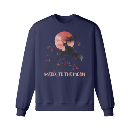 Heavy Oversized Sweatshirt mit Katzen print "Meow to the Moon"-ASIA-Shirts