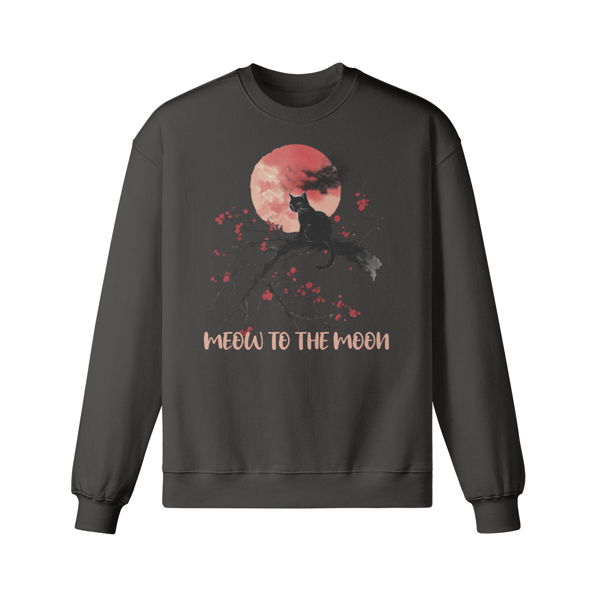 Heavy Oversized Sweatshirt mit Katzen print "Meow to the Moon"-ASIA-Shirts