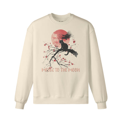Heavy Oversized Sweatshirt mit Katzen print "Meow to the Moon"-ASIA-Shirts