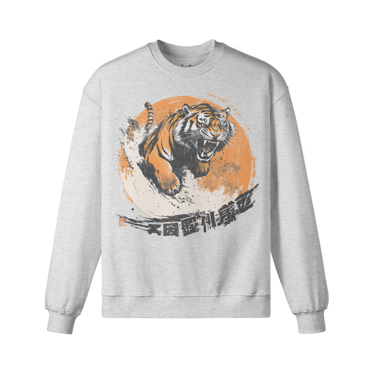 Heavy Oversized Sweatshirt mit Tiger print Japan Kunst-ASIA-Shirts ASIA-Shirts