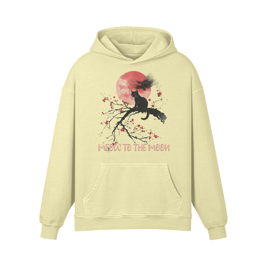 Premium Hoodie washed out look Katzen print "Meow to the Moon"-ASIA-Shirts ASIA-Shirts