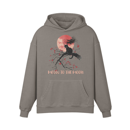 Premium Hoodie washed out look Katzen print "Meow to the Moon"-ASIA-Shirts