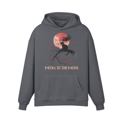 Premium Hoodie washed out look Katzen print "Meow to the Moon"-ASIA-Shirts