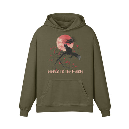 Premium Hoodie washed out look Katzen print "Meow to the Moon"-ASIA-Shirts