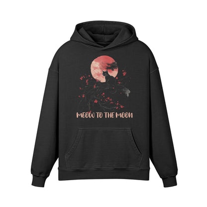 Premium Hoodie washed out look Katzen print "Meow to the Moon"-ASIA-Shirts