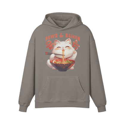 Premium Hoodie washed out look "Paws and Ramen" print-ASIA-Shirts