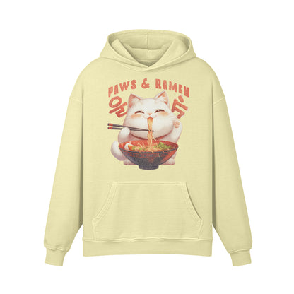 Premium Hoodie washed out look "Paws and Ramen" print-ASIA-Shirts