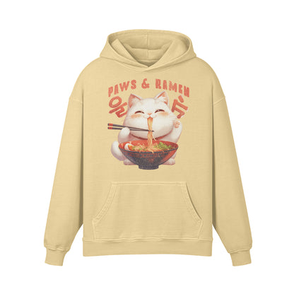 Premium Hoodie washed out look "Paws and Ramen" print-ASIA-Shirts