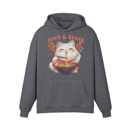 Premium Hoodie washed out look "Paws and Ramen" print-ASIA-Shirts