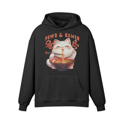 Premium Hoodie washed out look "Paws and Ramen" print-ASIA-Shirts