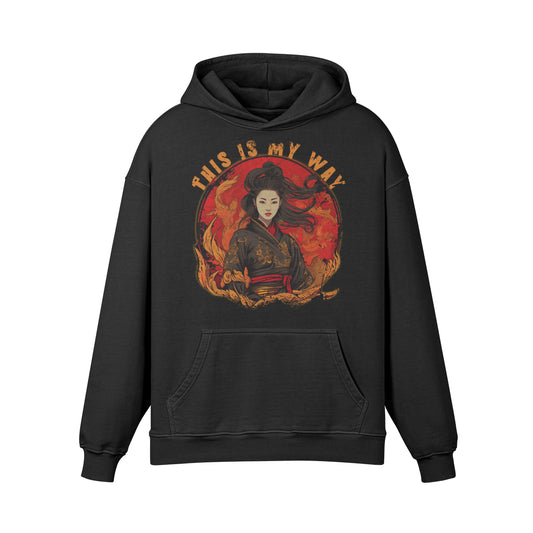 Premium Hoodie washed out look "Geisha" print-ASIA-Shirts ASIA-Shirts