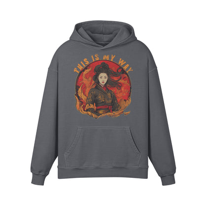 Premium Hoodie washed out look "Geisha" print-ASIA-Shirts