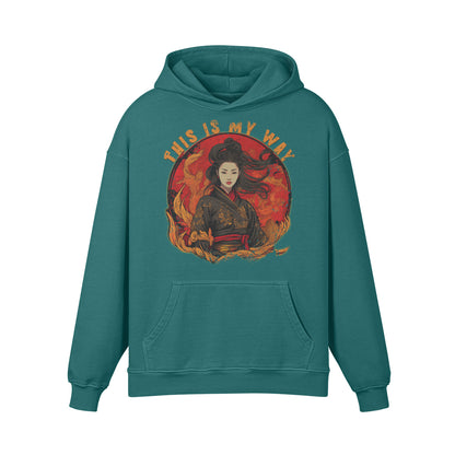 Premium Hoodie washed out look "Geisha" print-ASIA-Shirts