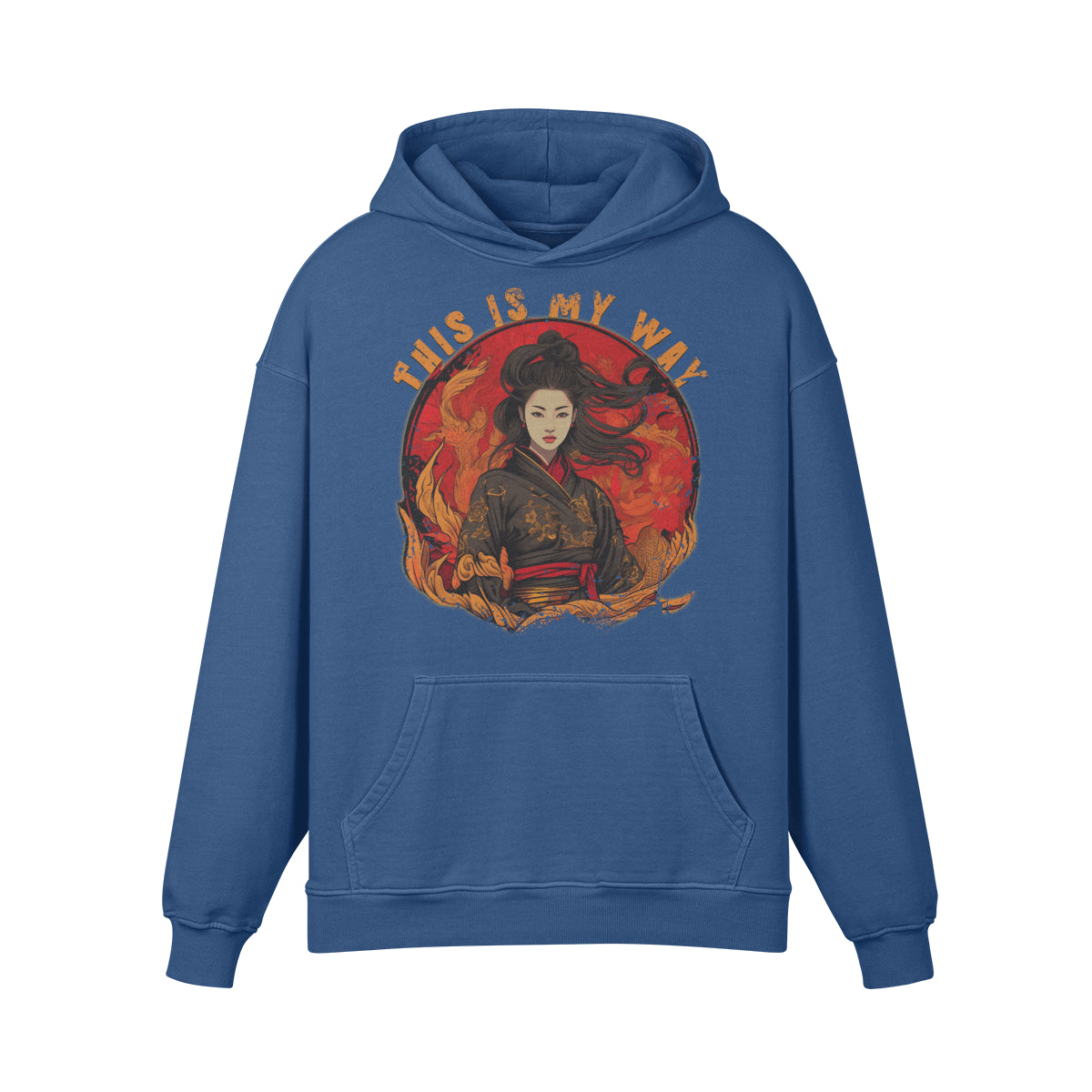 Premium Hoodie washed out look "Geisha" print-ASIA-Shirts