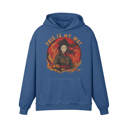 Premium Hoodie washed out look "Geisha" print-ASIA-Shirts
