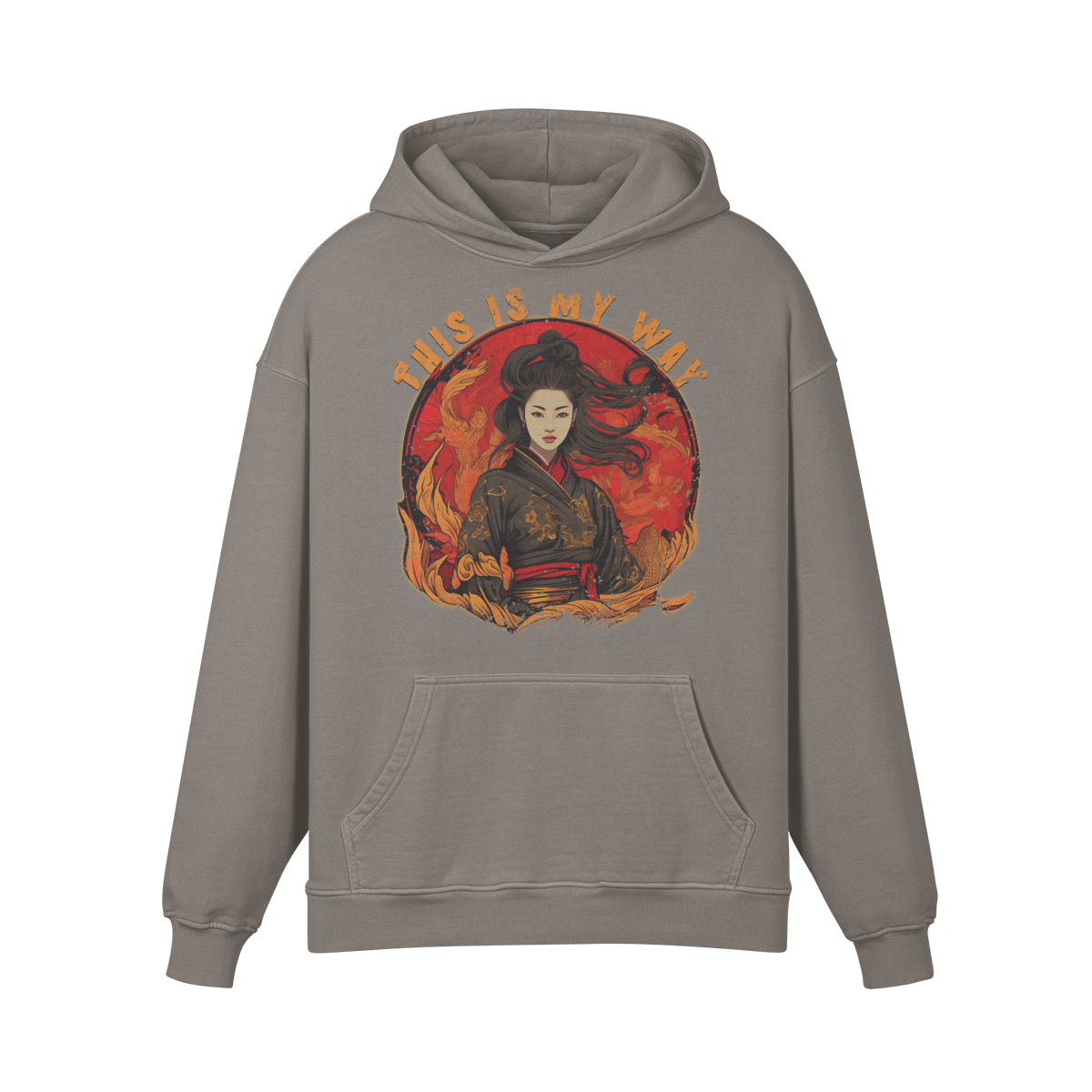 Premium Hoodie washed out look "Geisha" print-ASIA-Shirts