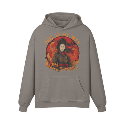 Premium Hoodie washed out look "Geisha" print-ASIA-Shirts
