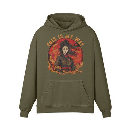 Premium Hoodie washed out look "Geisha" print-ASIA-Shirts
