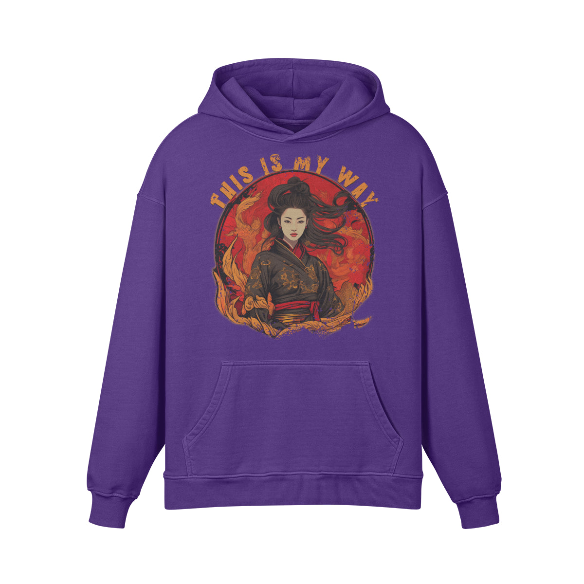 Premium Hoodie washed out look "Geisha" print-ASIA-Shirts
