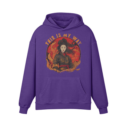 Premium Hoodie washed out look "Geisha" print-ASIA-Shirts