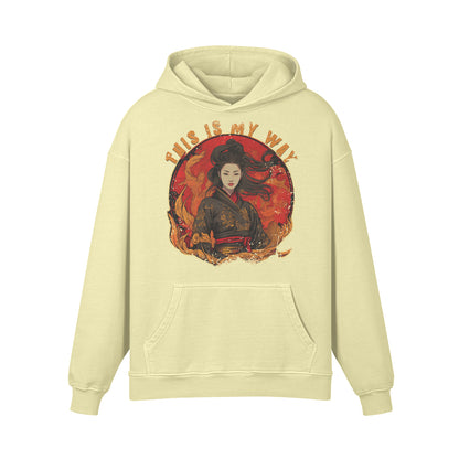 Premium Hoodie washed out look "Geisha" print-ASIA-Shirts