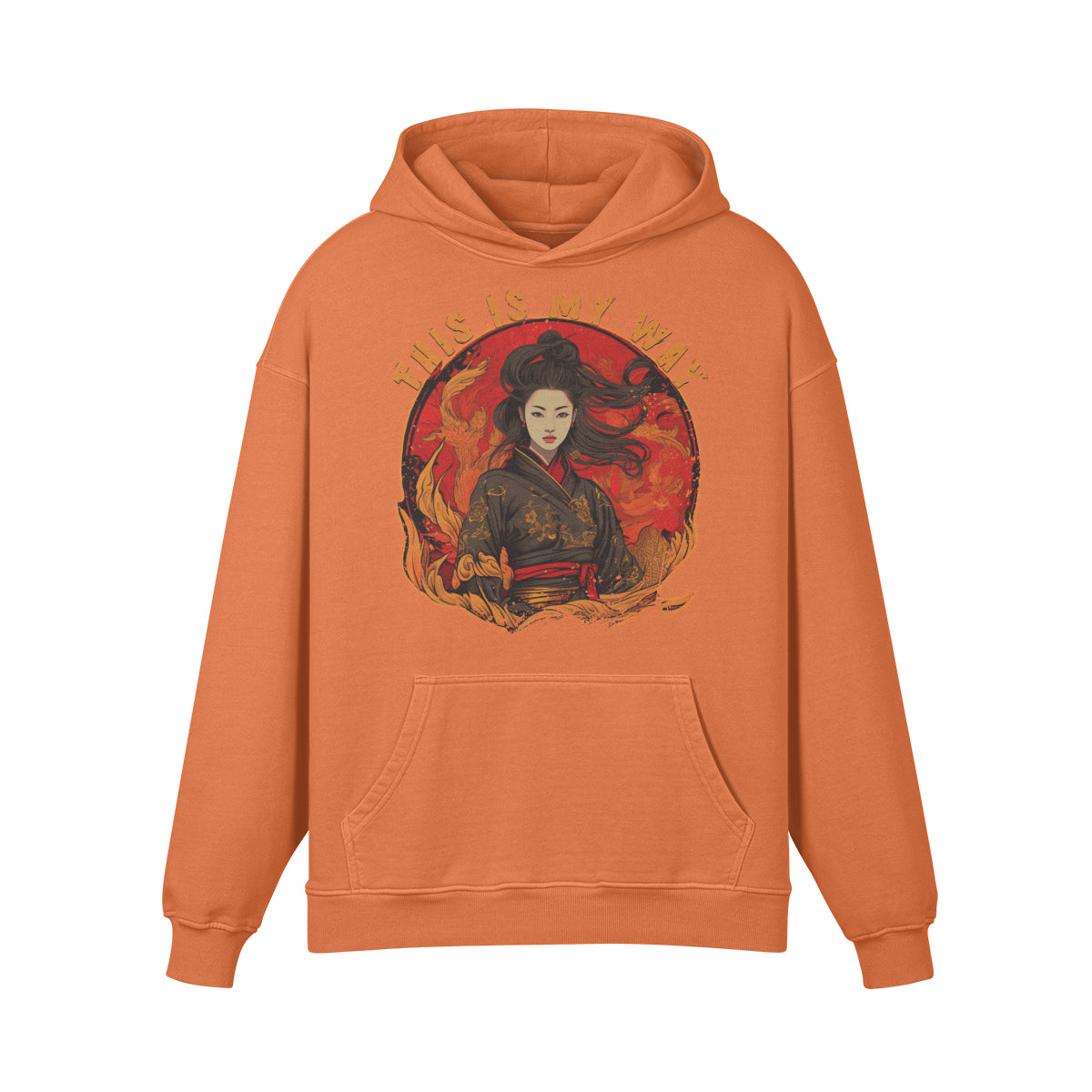 Premium Hoodie washed out look "Geisha" print-ASIA-Shirts