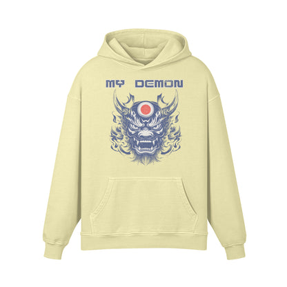 Premium Hoodie washed out look mit Oni Mask print "My Demon"-ASIA-Shirts