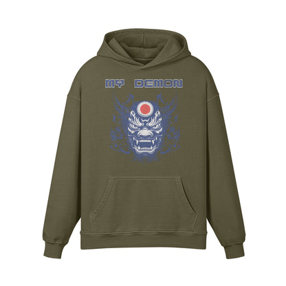 Premium Hoodie washed out look mit Oni Mask print "My Demon"-ASIA-Shirts