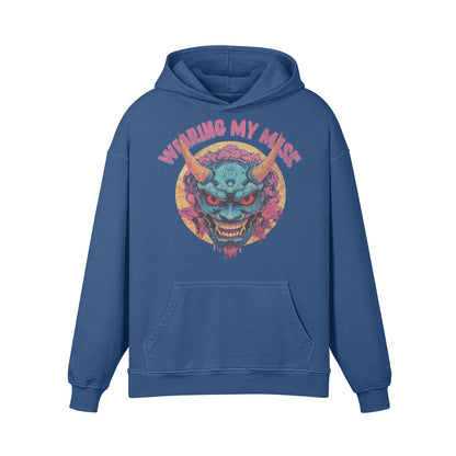 Premium Hoodie washed out look "Oni Mask" print-ASIA-Shirts