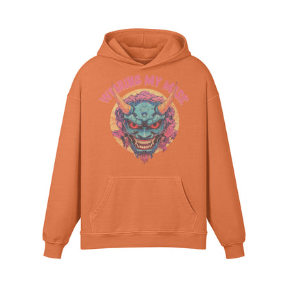 Premium Hoodie washed out look "Oni Mask" print-ASIA-Shirts
