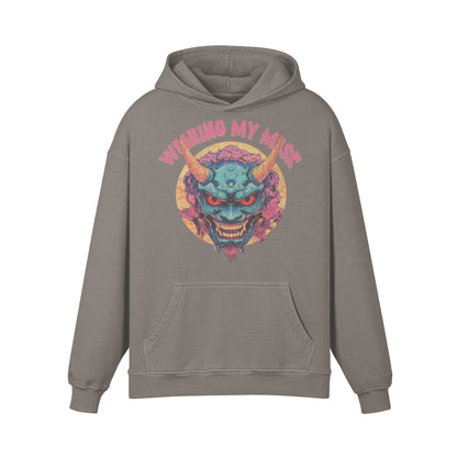 Premium Hoodie washed out look "Oni Mask" print-ASIA-Shirts
