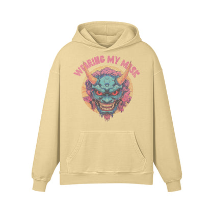 Premium Hoodie washed out look "Oni Mask" print-ASIA-Shirts