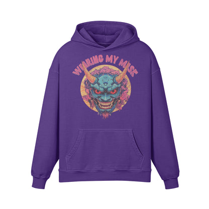 Premium Hoodie washed out look "Oni Mask" print-ASIA-Shirts