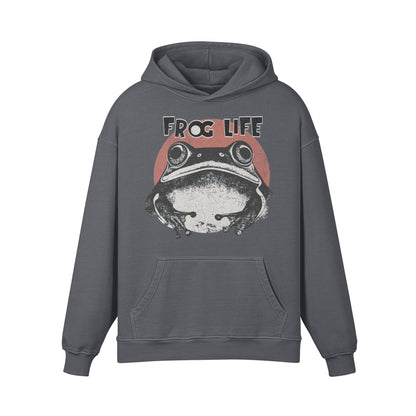 Premium Hoodie washed out look "Frog Life" print-ASIA-Shirts