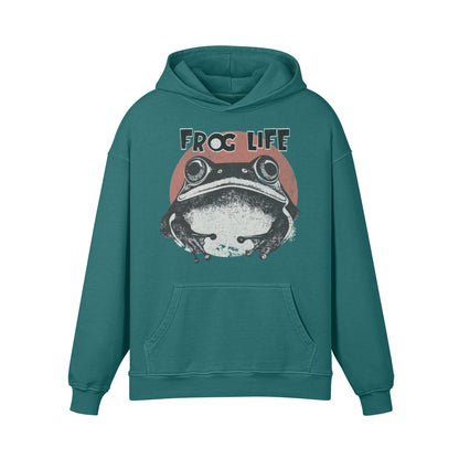 Premium Hoodie washed out look "Frog Life" print-ASIA-Shirts