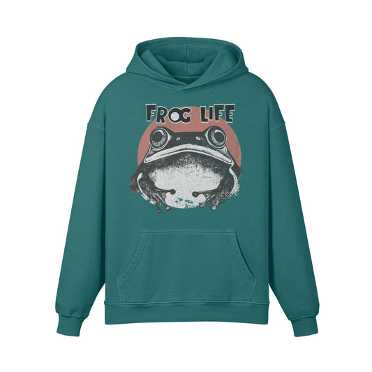 Premium Hoodie washed out look "Frog Life" print-ASIA-Shirts ASIA-Shirts