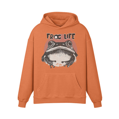Premium Hoodie washed out look "Frog Life" print-ASIA-Shirts