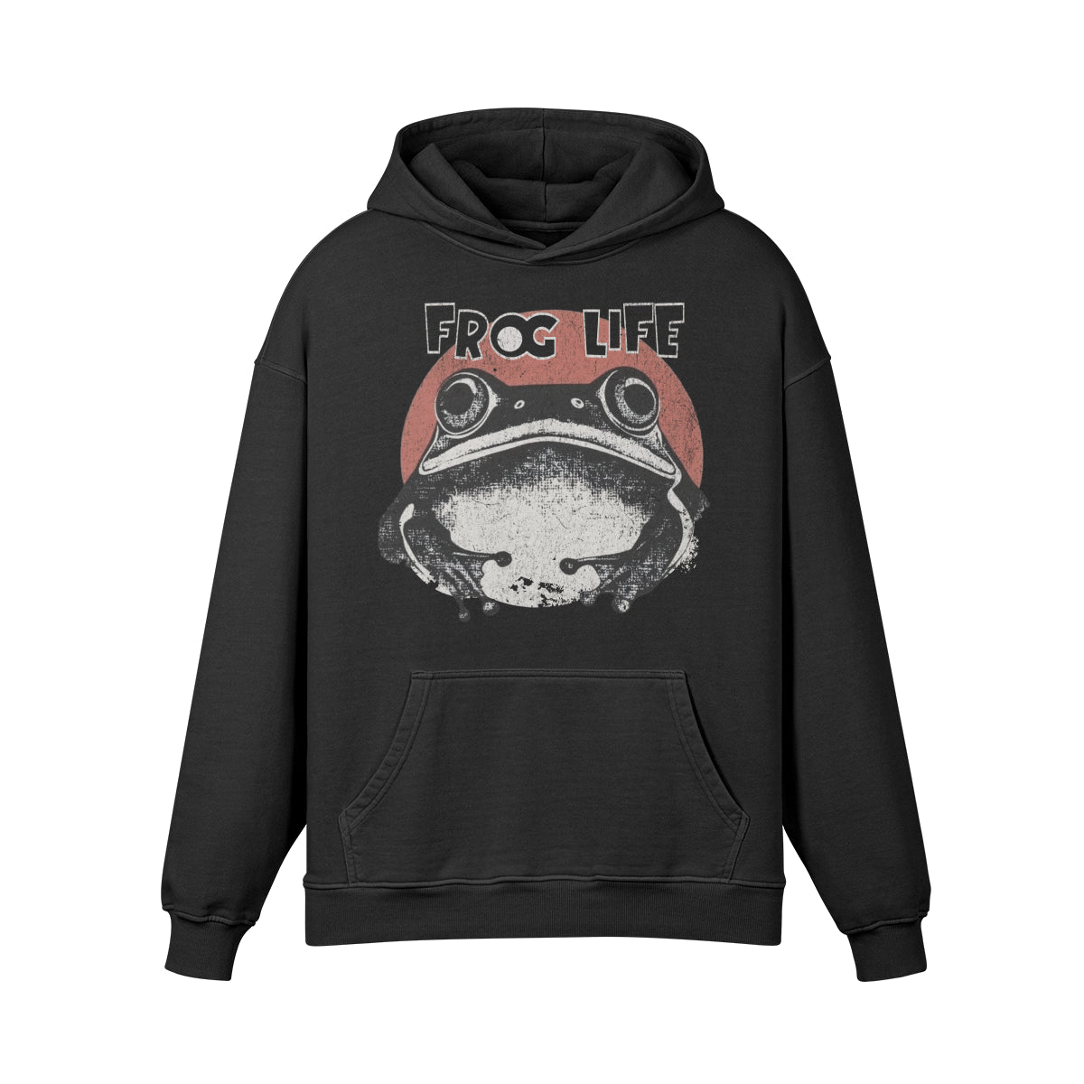 Premium Hoodie washed out look "Frog Life" print-ASIA-Shirts