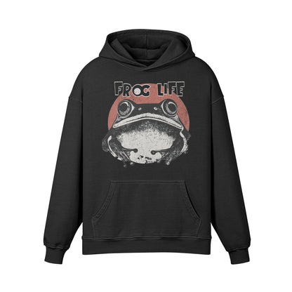 Premium Hoodie washed out look "Frog Life" print-ASIA-Shirts