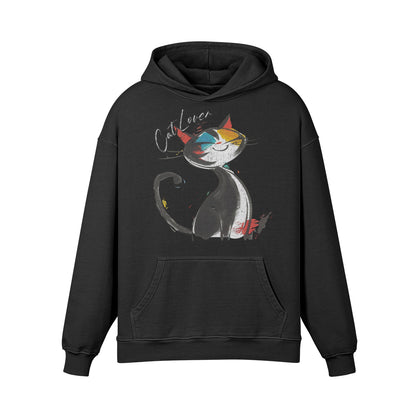 Premium Hoodie washed out look Katzen print "Cat Lover"-ASIA-Shirts