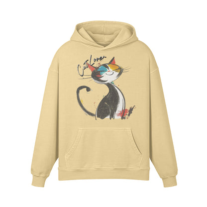 Premium Hoodie washed out look Katzen print "Cat Lover"-ASIA-Shirts