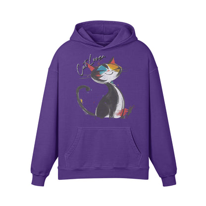 Premium Hoodie washed out look Katzen print "Cat Lover"-ASIA-Shirts