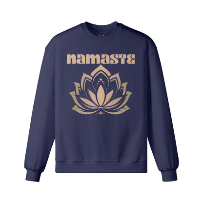 Heavy Oversized Sweatshirt mit Namaste und Lotusblüten print-ASIA-Shirts