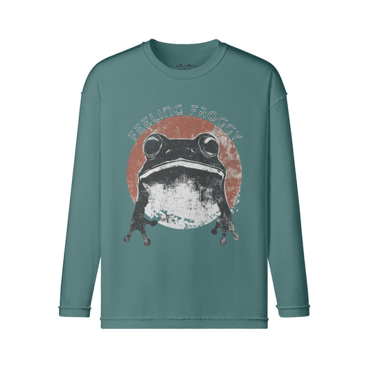 Vintage Langarmshirt im Streetwear look mit Frosch print "Feeling Froggy"-ASIA-Shirts ASIA-Shirts