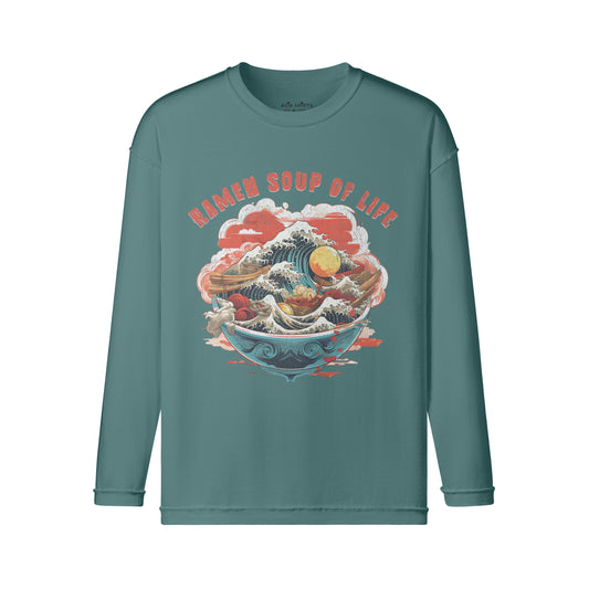 Vintage Langarmshirt im Streetwear look mit Ramen "Soup of Life" print-ASIA-Shirts ASIA-Shirts