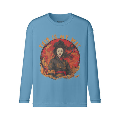 Vintage Langarmshirt im Streetwear look mit Geisha print "This is my Way"-ASIA-Shirts