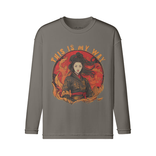 Vintage Langarmshirt im Streetwear look mit Geisha print "This is my Way"-ASIA-Shirts ASIA-Shirts