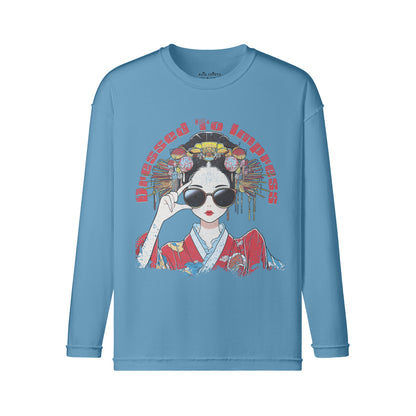 Vintage Langarmshirt im Streetwear look mit Geisha print "Dress to impress"-ASIA-Shirts