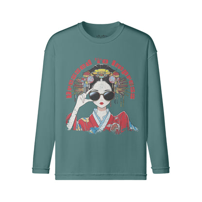 Vintage Langarmshirt im Streetwear look mit Geisha print "Dress to impress"-ASIA-Shirts