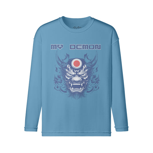 Vintage Langarmshirt im Streetwear look mit Japan Oni Mask print "My Demon"-ASIA-Shirts ASIA-Shirts